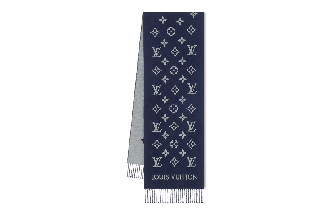 LOUIS VUITTON ALL ABOUT Monogram Knit Scarves Unisex Dark Blue