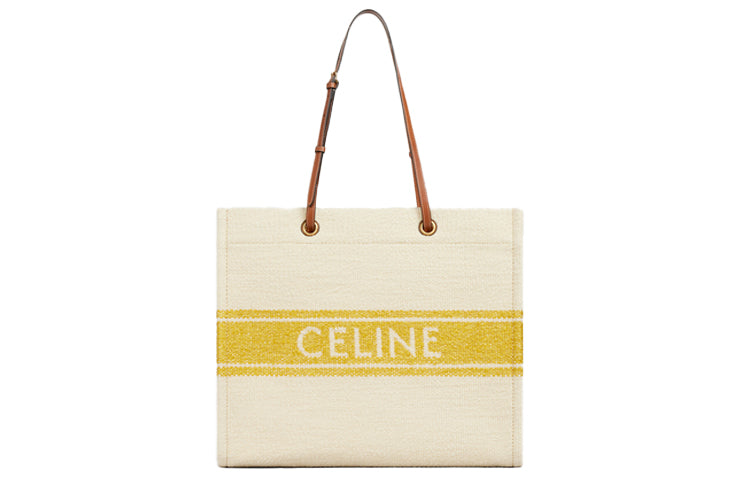 CELINE Fabric With Cow Leather Square Handbag, Tote Bag, Shoulder Bag Women's