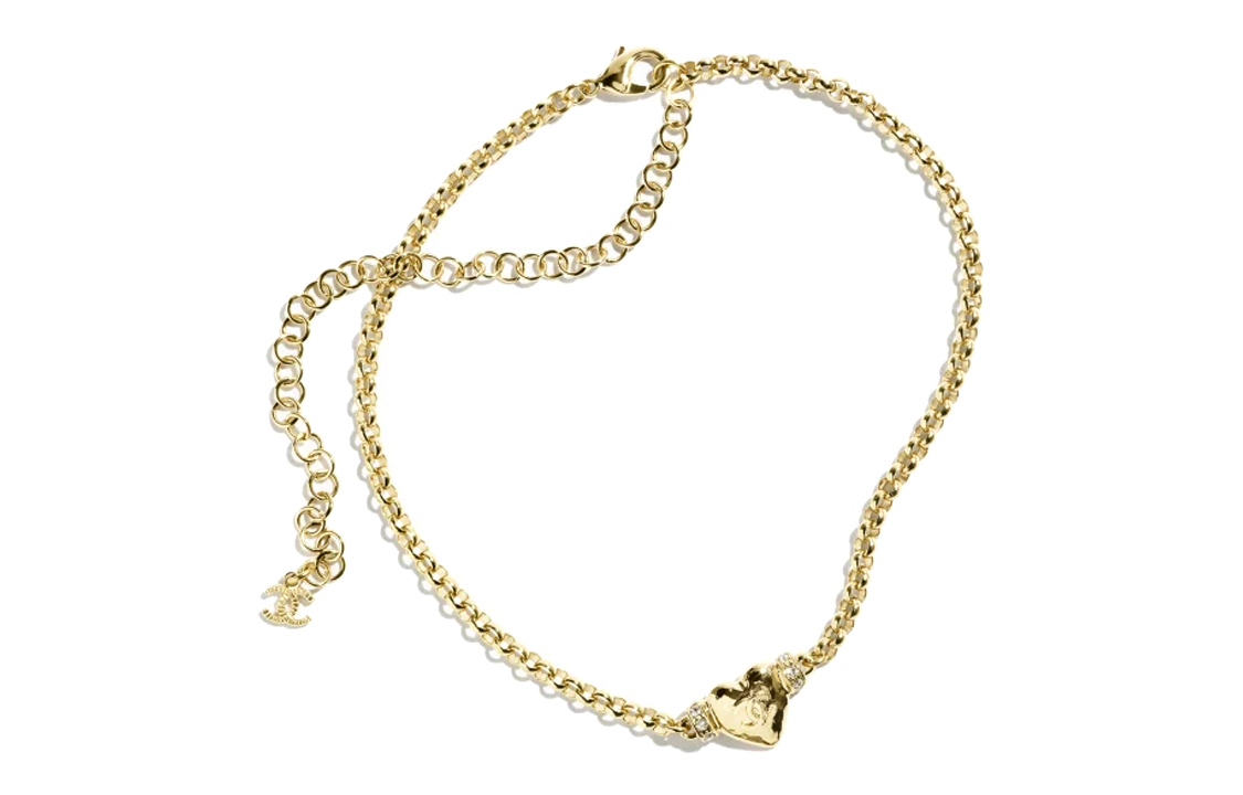 CHANEL Metal Rhinestone Necklaces Women's Gold