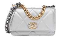 CHANEL 19BagWOC Sheepskin Handbag Shoulder Bag Crossbody Bag Women's Silver Gray