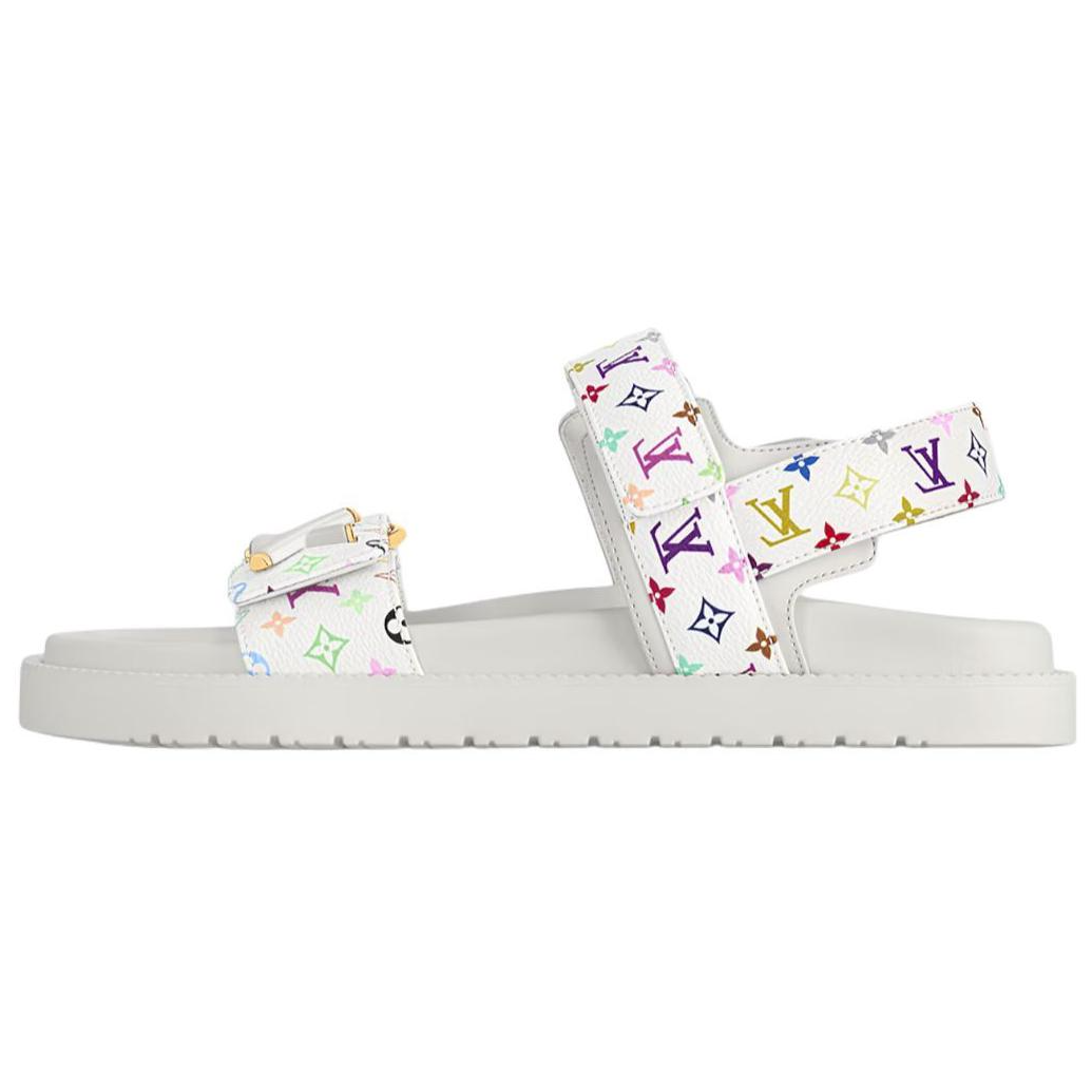 LOUIS VUITTON Lv Sunset Flat Comfort Sandal Takashi Murakami White Women's