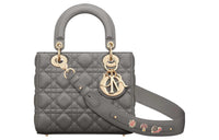 DIOR Lady DiorMy ABCDior Sheepskin Lady Dior Bag Shoulder Bag, Crossbody Bag, Handbag Small Size Women's Gray