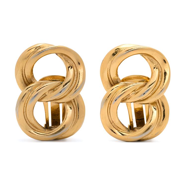 CELINE Metal Clip-On Earrings Women's Gold