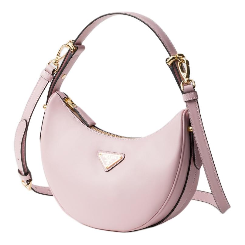 PRADA Leather Portable Crossbody Bag, Shoulder Bag Women's Snow Pink