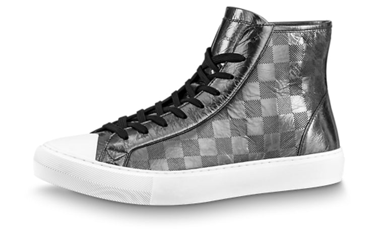 LOUIS VUITTON Tattoo Ankle Sneakers 'Silver Plaid Monogram'