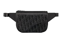 DIOR Cow Leather Saddle Bag Sling Bag One Shoulder Crossbody Fanny Pack Men's Black