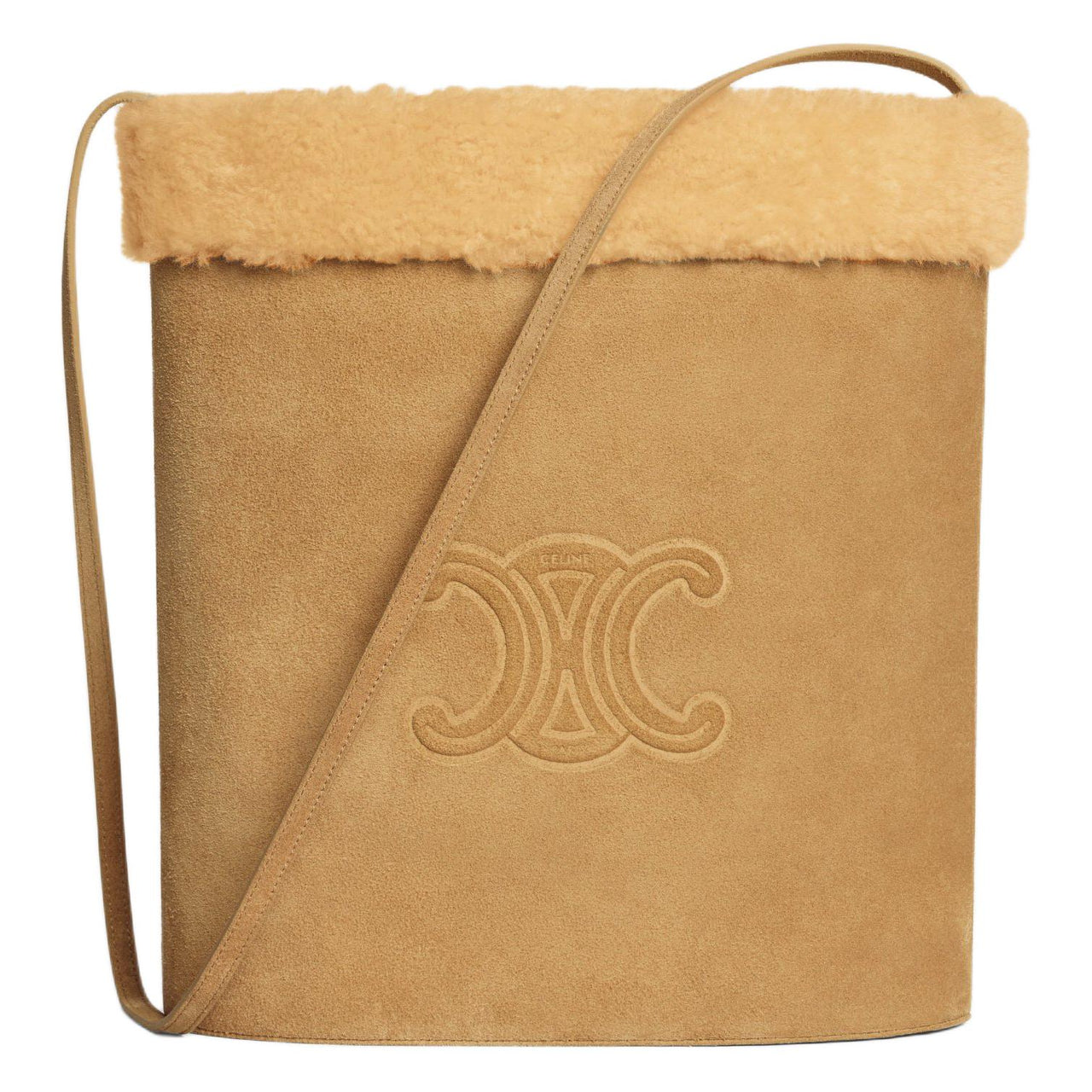 CELINE Calfskin Bucket Bags Crossbody Bag, Shoulder Bag Men's Natural