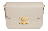 CELINE Triomphe Calfskin Shoulder Bag, Portable Crossbody Bag Women's Light Stone Color