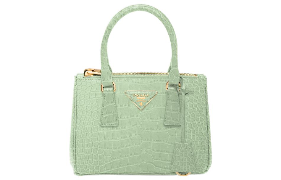 PRADA Galleria Killer Bag Crocodile Leather Shoulder Bag Crossbody Bag Handbag Mini Women's Light Green