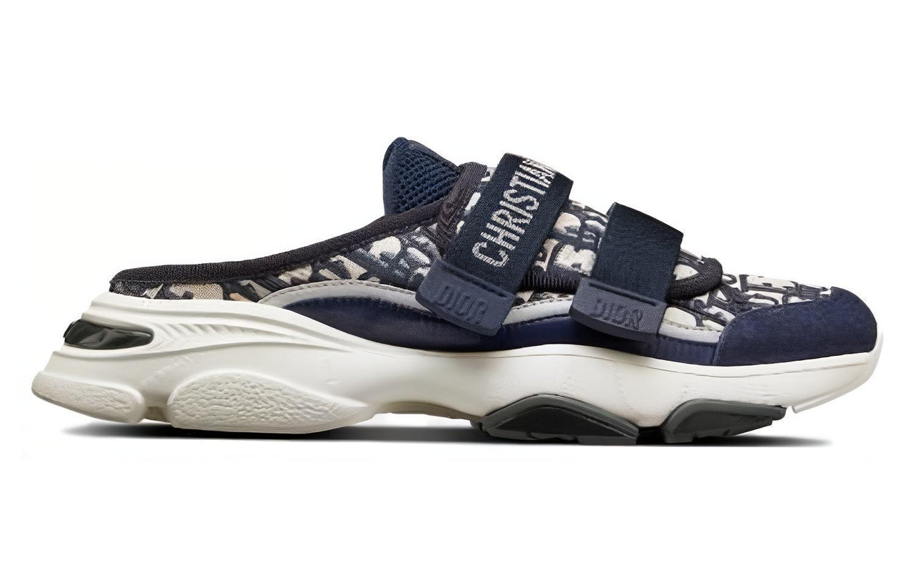 DIOR D Wonder Slide Deep Blue White DIOR Oblique Technical Fabric Women's