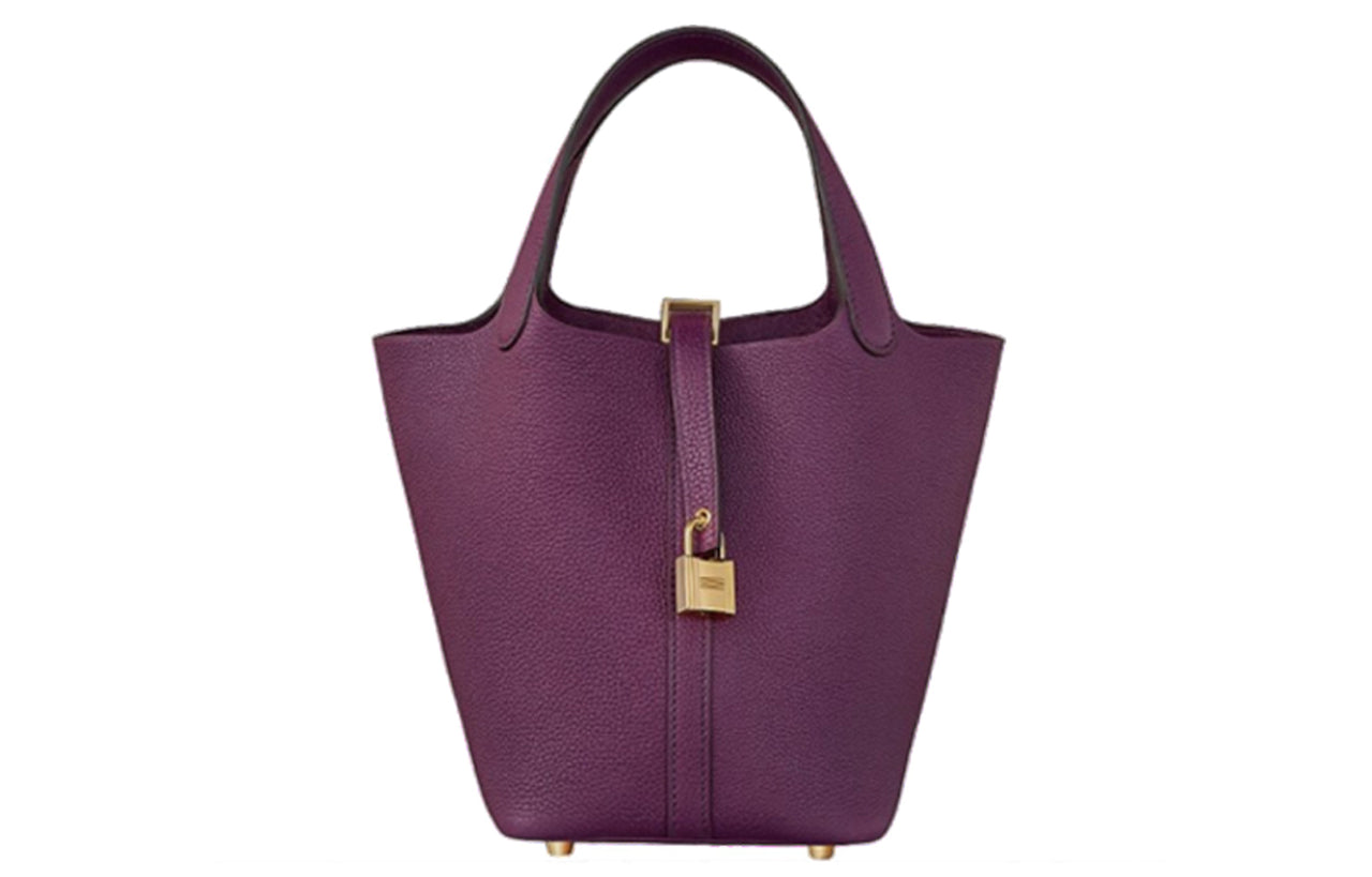 HERMES Picotin Lock Maurice Bullock Leather Bucket Bag Handbag 22 Women's P9 Anemone Sea Anemone Purple