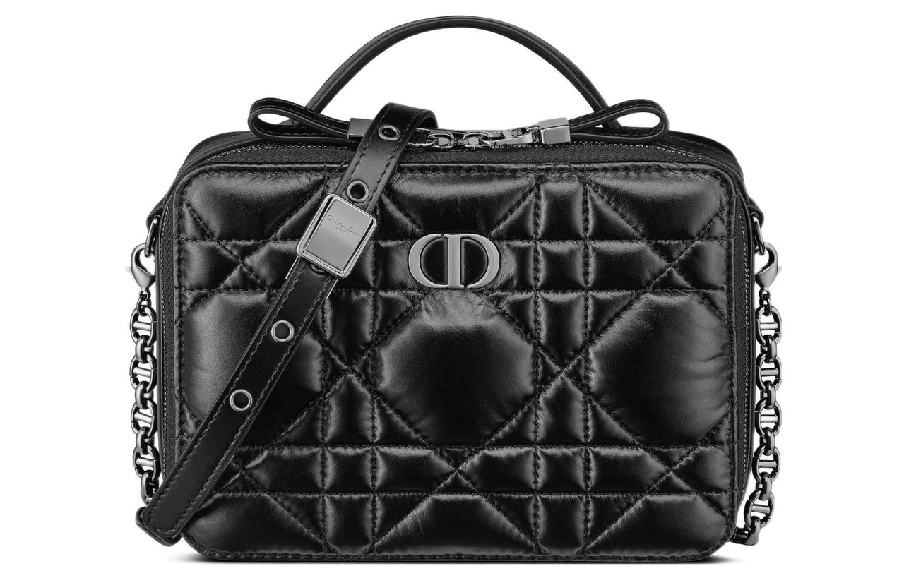 DIOR Caro Cow Leather Portable Crossbody Bag Shoulder Bag Regular Women's Black