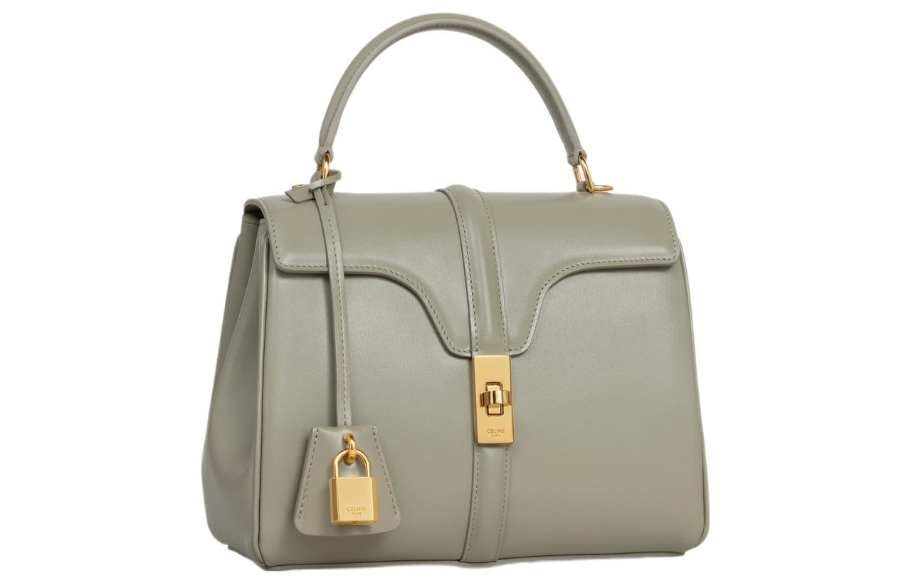 CELINE 16 Calfskin Shoulder Bag, Crossbody Bag, Handbag Trumpets Women's Green Clay