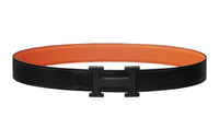 HERMES Leather Belts Women's Black/Orange