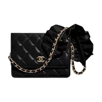 CHANEL WOC Lambskin One Shoulder Fanny Pack Shoulder Bag Card Holder Wallet Mini Women's Black