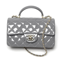 CHANEL Classic Flap CF Patent Leather Calfskin One Shoulder Handbags Mini Women's Gray