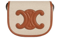 CELINE Cuir Triomphe Fabric With Calfskin Crossbody Bag Shoulder Bag Women's Natural/Tan