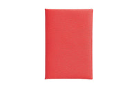 HERMES Calvi Mysore Goat Skin Coin Purse Card Holder Wallet Women's Texas Pink/Red Copper