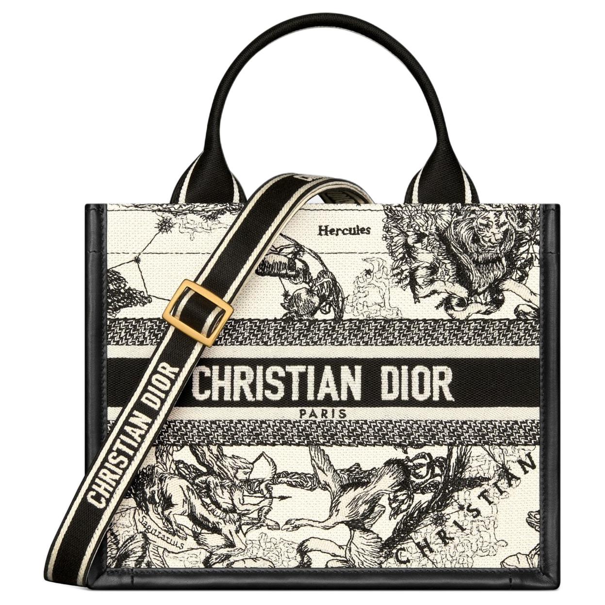 DIOR BookTote Calfskin Tote Bag Shopping Bag Shoulder Bag Handbag Small Size Women's Black