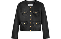 CELINE SS24 Leather Jacket Women's Black