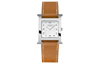 HERMES Heure H Collection Wrist Watch Quartz Movement Genuine Leather Strap 26mm White Dial Women's Watch W036791WW00