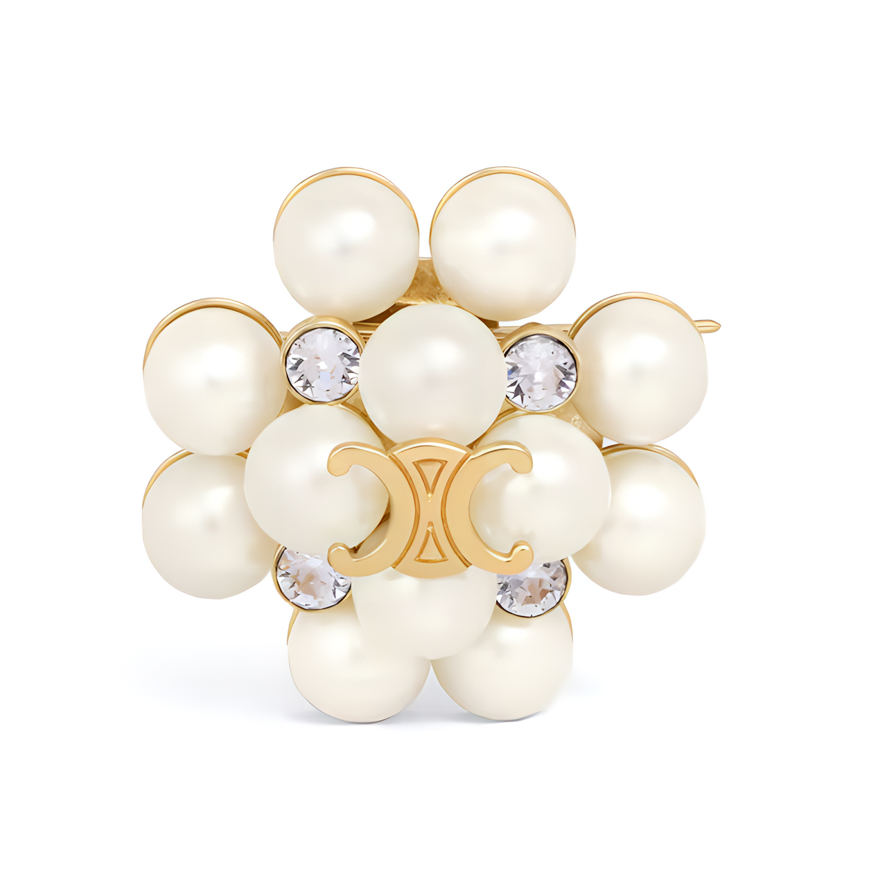 CELINE Les Perles CELINE Brooch In Strass Resin Pearls Brass With Gold Finish And Steel