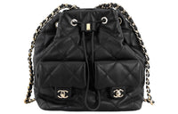 CHANEL Drawstring Two Pocket Backpack Black AS4342