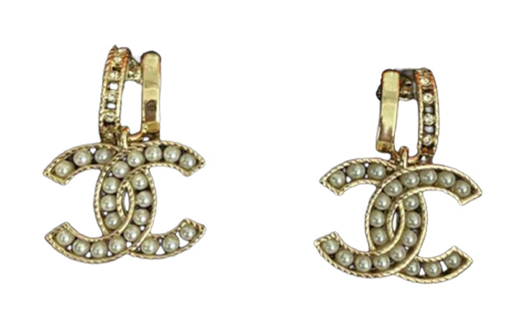 CHANEL 22c Early Spring Stud Earrings Women's Gold