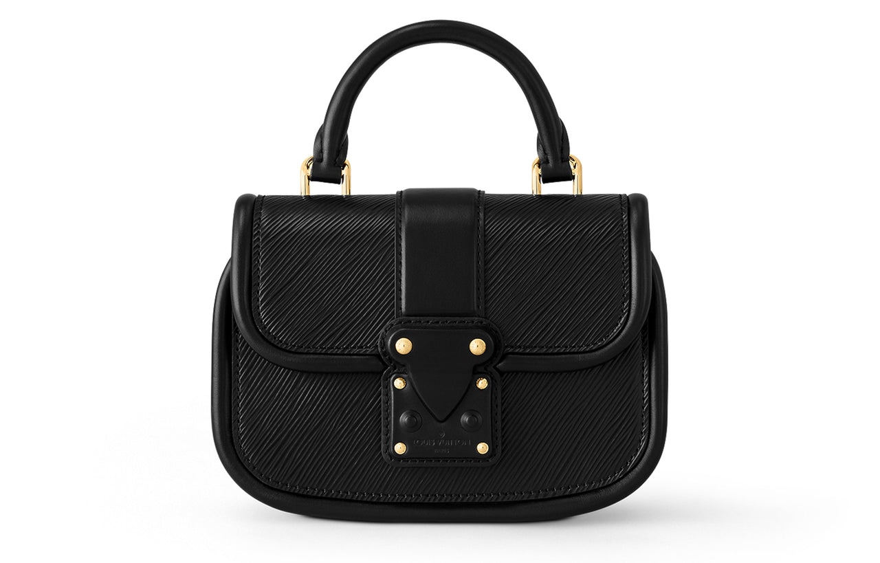 LOUIS VUITTON Hide And Seek Grained Cow Leather Shoulder Bag Crossbody Bag Handbag Medium Size Women's Black