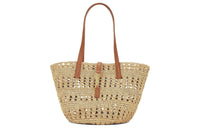 SAINT LAURENT Grass With Leather Tote Bag Shopping Bag Shoulder Bag Handbag Regular Women's Khaki/Brown