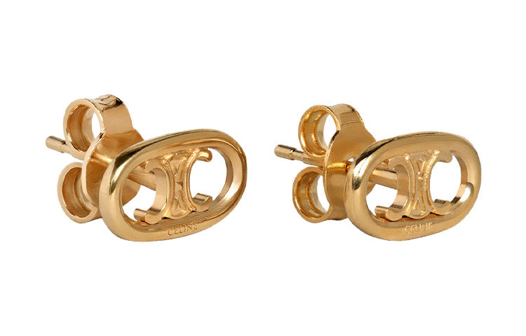 CELINE Maillon Triomphe Studs In Yellow Gold