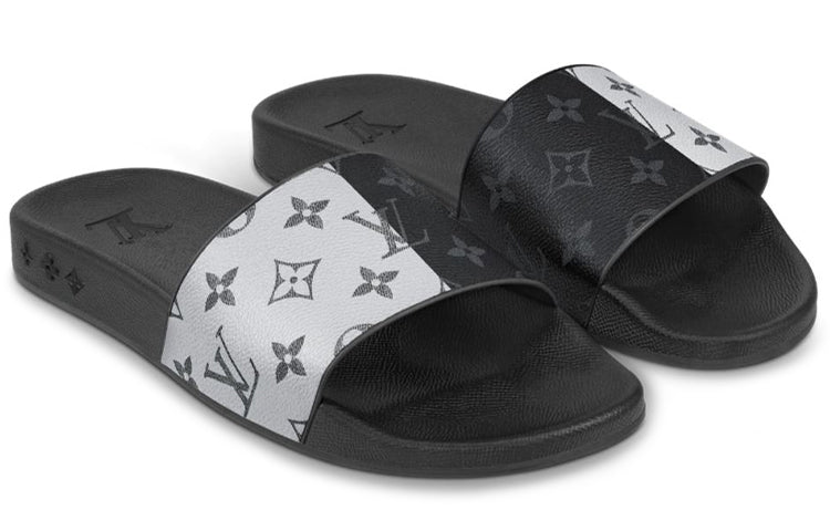 LOUIS VUITTON Waterfront Slides 'Black White Monogram'