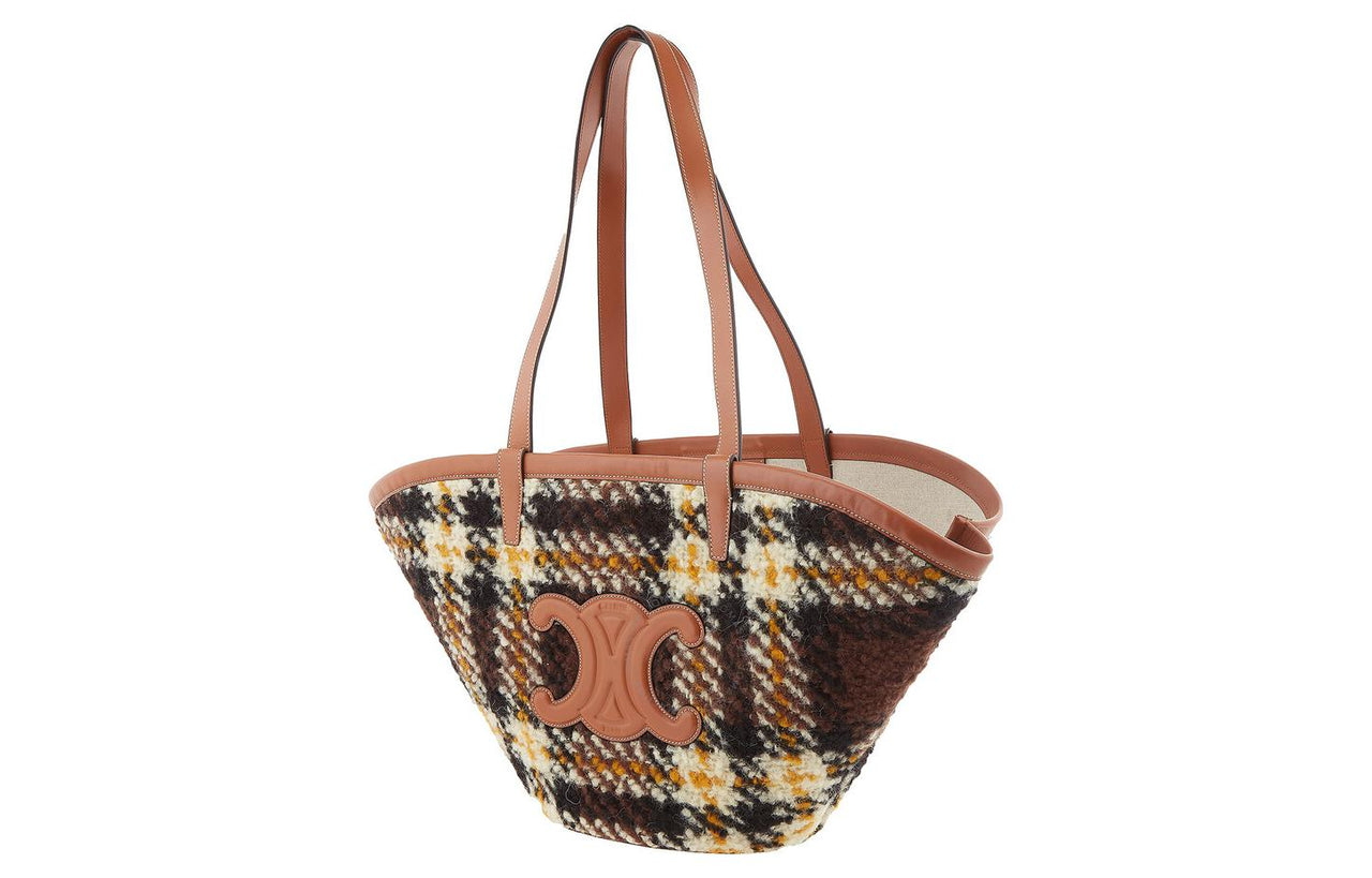 CELINE Fabric Shopping Bag Handbag Regular Women's Yellow