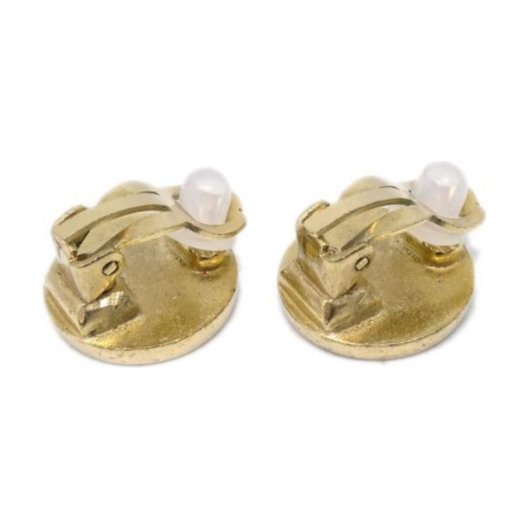 CHANEL 2000 Enamel detail Cc Button Clip on Earrings
