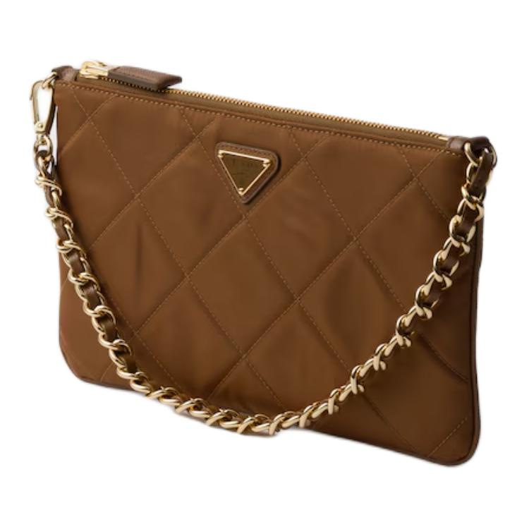 PRADA Re-Edition Fabric Handbag Shoulder Bag Small Size Women's Brandy