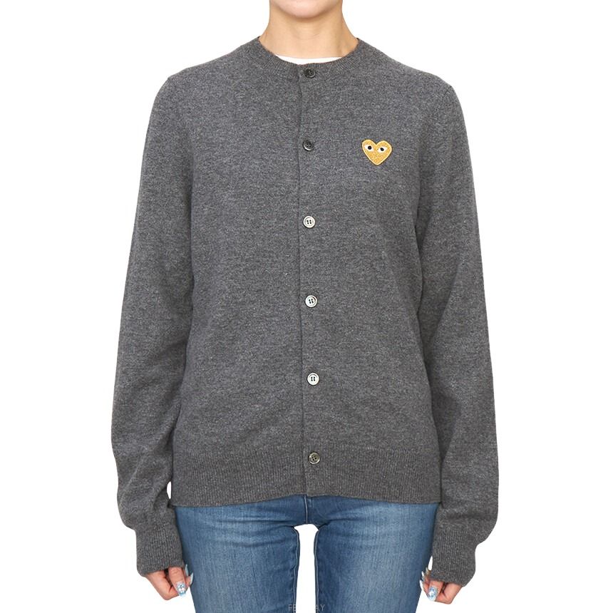 (WMNS) COMME des GARCONS PLAY FW25 Gold Heart Cardigan 'Grey' AX-N049-051-3