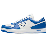 PRADA Downtown Low Top Sneakers Leather White Cobalt Blue