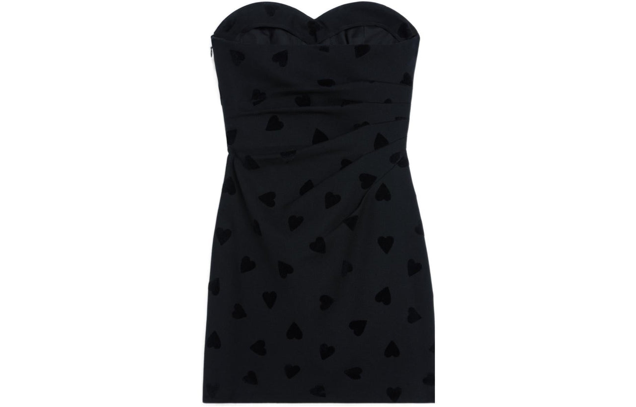 CELINE All-Over Heart Patterned Strapless Dress