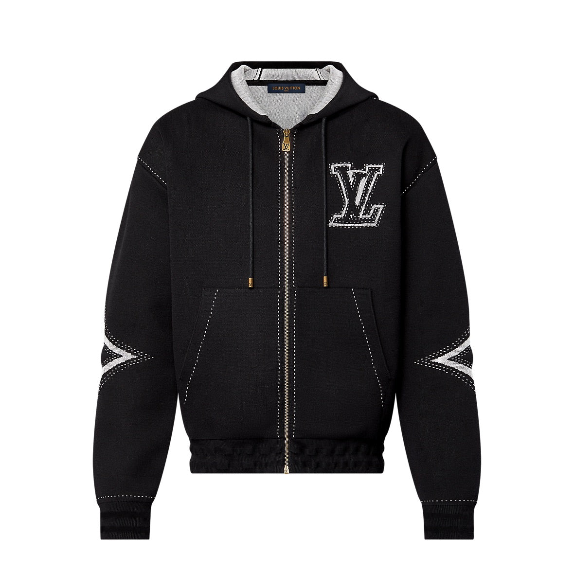 LOUIS VUITTON Graphic Intarsia Zipped Cotton Hoodie