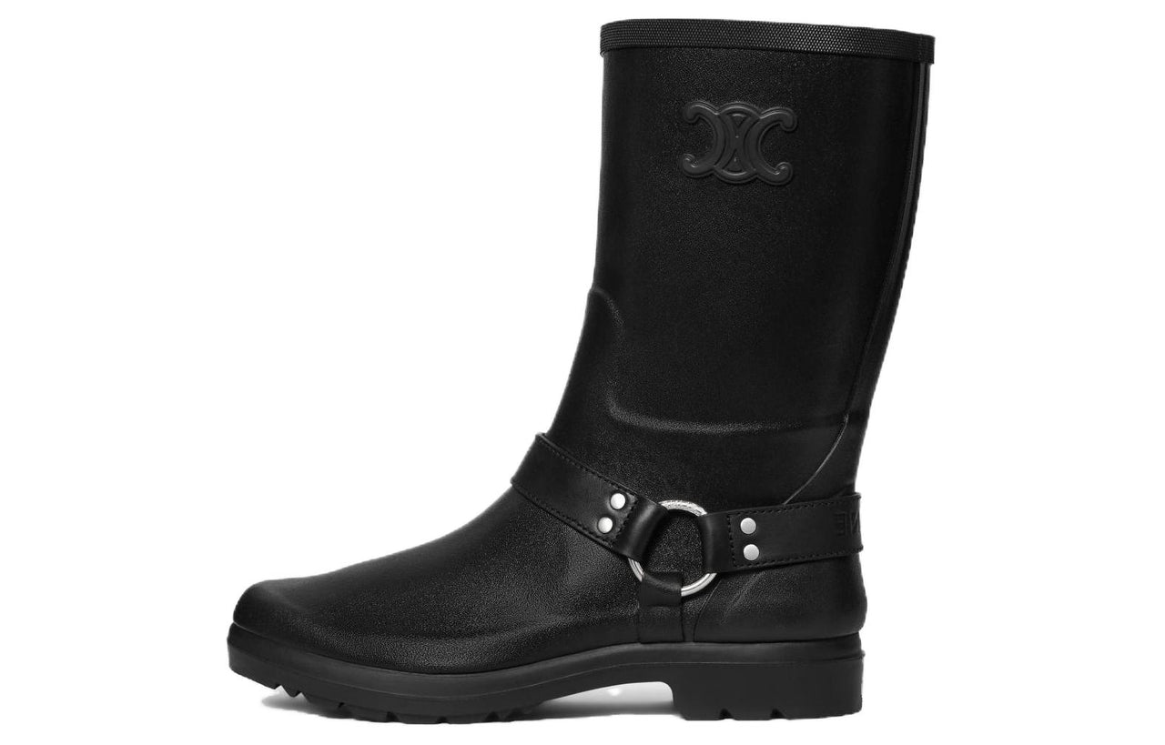 CELINE Triomphe Rain Boots Women's Black