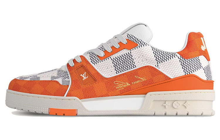 LOUIS VUITTON LV Trainer Damier White Orange