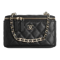CHANEL Embossed Calfskin With Grains Box Bag Handbag Shoulder Bag Crossbody Bag Regular Women's Black