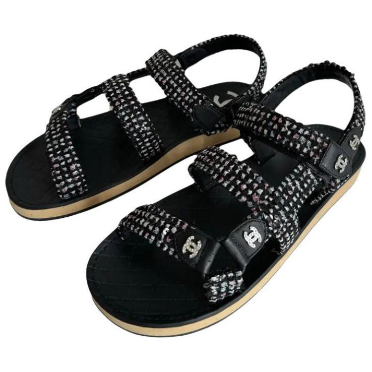 CHANEL 23P SS Strap Sandals Women's Black