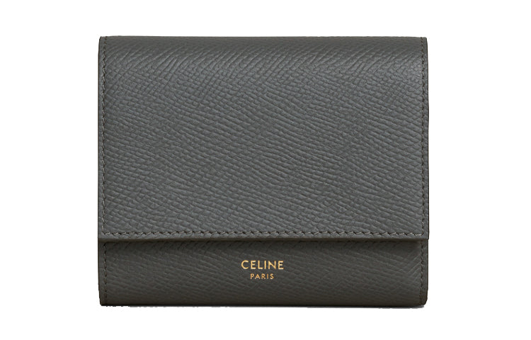 CELINE Grained Calfskin Wallet Women's Gray