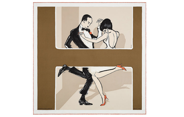 HERMES Silk Scarves Unisex Brown