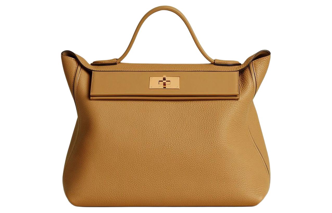 HERMES 24/24 Togo Calfskin With Swift Calfskin Shoulder Bag Crossbody Bag Handbag Women's Light Brown