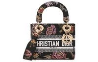 DIOR Lady D-Lite Embroidery Daisie Bag Shoulder Bag Crossbody Bag Handbag Mini Women's Black