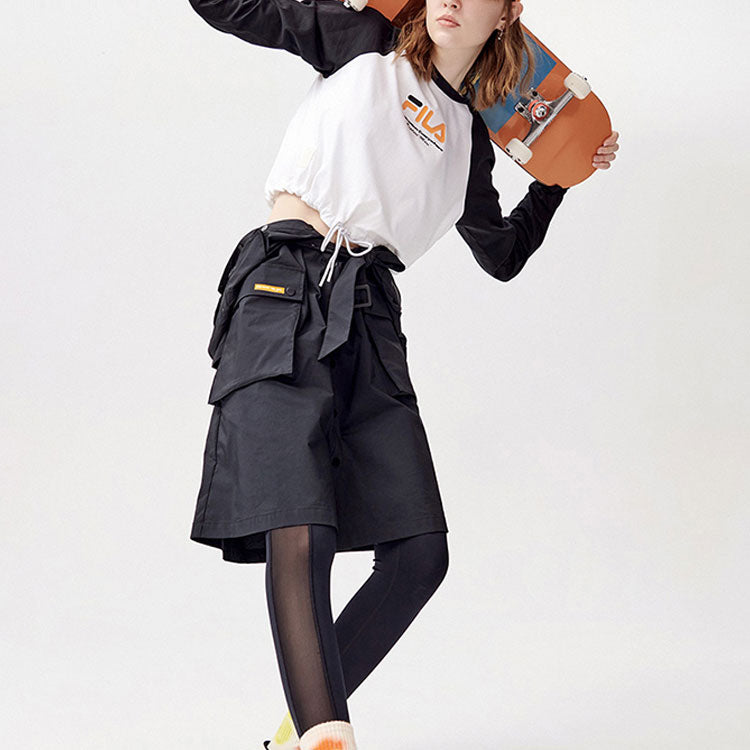 (WMNS) FILA FUSION Casual Sports Contrasting Colors Round Neck Long Sleeves Colorblock T11W123201F-BK