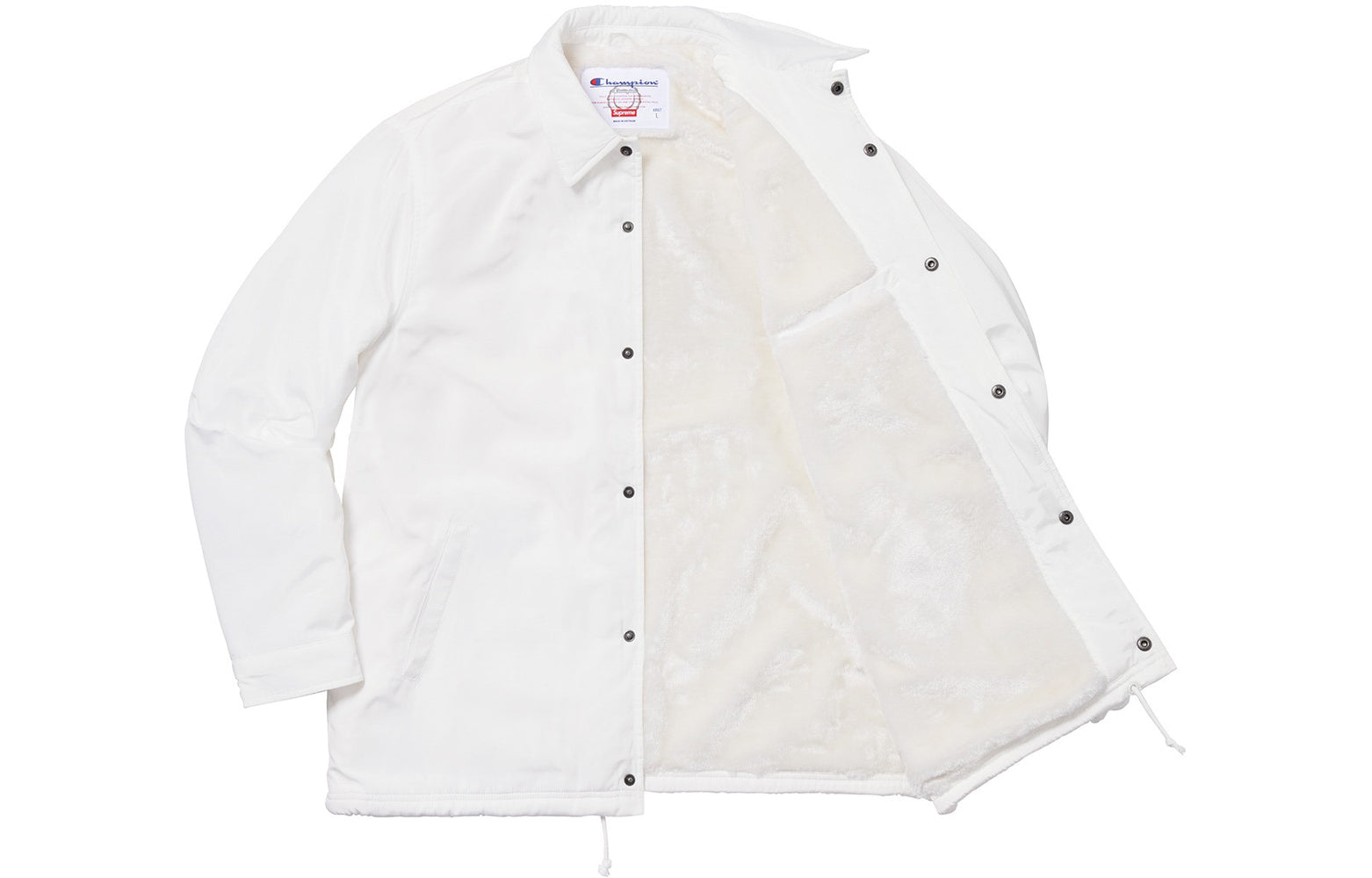 Supreme FW18 Champion Label Coaches Jacket White SUP-FW18-366