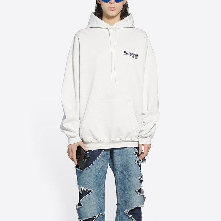(WMNS) Balenciaga FW21 Political Campaign Printing Hoodie White 578135TKVI99084